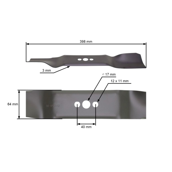 Mähmesser für Husqvarna McCulloch M40-110 M40-125 Erma 400 39,8 cm (OEM 587 15 90 10)