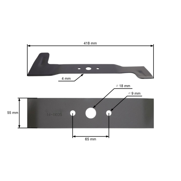 Mähmesser Rechts 41,8 cm (17") für Castel Garden Alpina Stiga Mountfield Gartentraktoren (OEM 182004358/0)