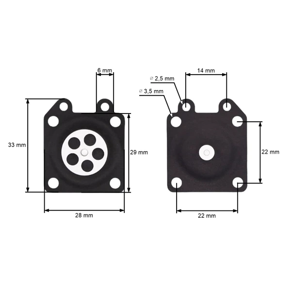 Membran für chinesische Freischneider mit einem Hubraum von 26 cm³ 32 cm³ 43 cm³ 52 cm³