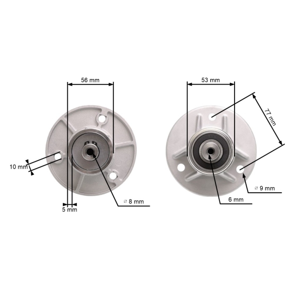 Messerspindel für Gartentraktoren Alpina Castel Garden Stiga Mountfield (OEM 382207204/1 382207204/0 382207206/0)