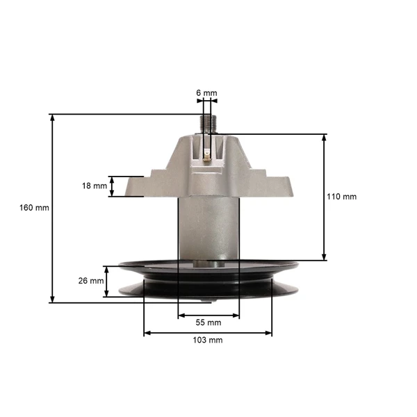 Messerspindel für Gartentraktoren Black Line Bolens Cub Cadet Efco Fleurelle Gutbrod MTD (OEM 618-0659 918-0659A 618-0624 918-0624 918-0624A)