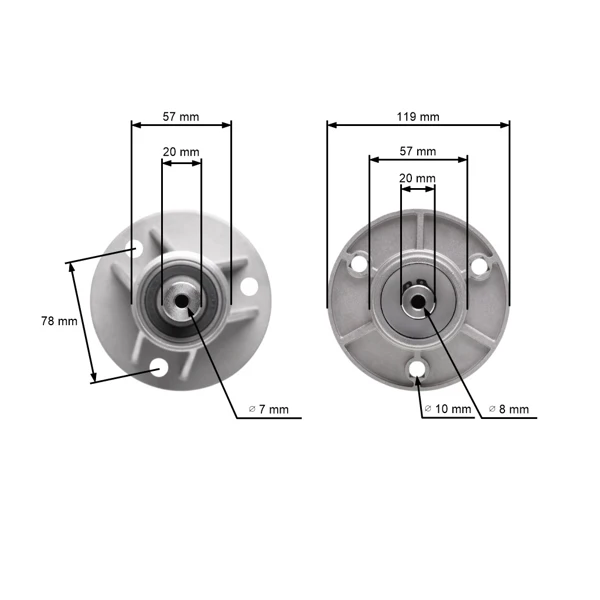 Messerspindel für Gartentraktoren Castel Garden Honda Oleomac Solo Stiga Viking (OEM 1136-0479-01 382207200/1 6151 700 3500 82207200 CG82207-200-H0)