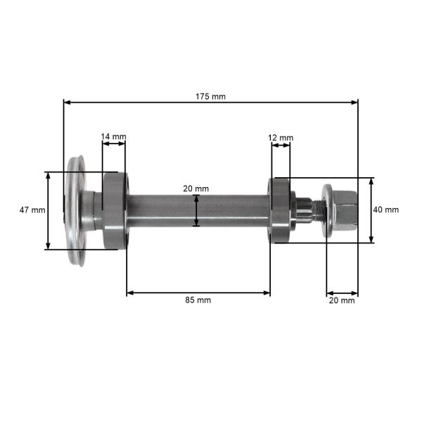 Messerwelle 175 mm für Husqvarna McCulloch Jonsered Gartentraktoren (OEM 580854701 587126105 580856001)