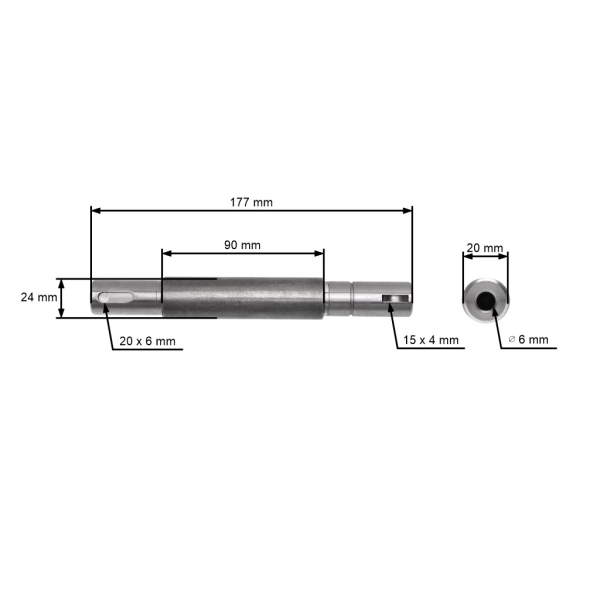 Messerwelle 177 mm rechte Seite mit Linksgewinde für Castel Garden TC 92 Stiga Honda Solo Gartentraktoren (OEM 125020803/0 25020803/0 SL25020803)