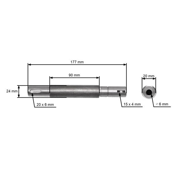 Messerwelle 177 mm rechte Seite mit Linksgewinde für Castel Garden TC 92 Stiga Honda Solo Gartentraktoren (OEM 125020803/0 25020803/0 SL25020803)
