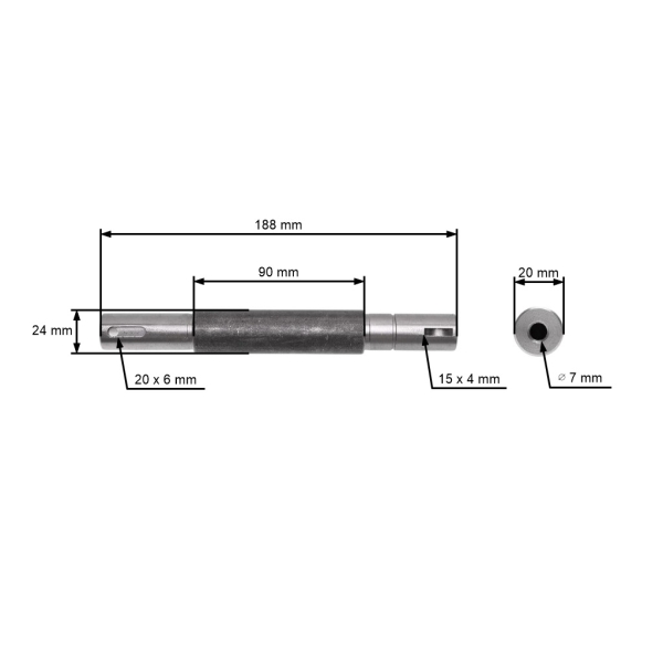 Messerwelle 188 mm rechte Seite Linksgewinde für Castel Garden TC102 TC122 Gartentraktoren (OEM 25020801/0 CG25020801H2 80213-VK1-003)