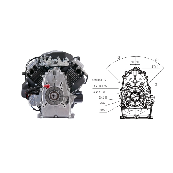 Motor Zongshen GB1000 Twin Leistung 32,5 PS Hubraum 999 ccm horizontale Welle