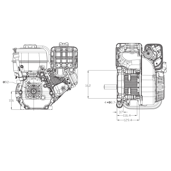 Motor Zongshen GB270 Leistung 9,0 PS Hubraum 272 ccm