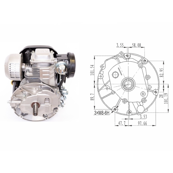Motor Zongshen XP140A Leistung 4,5 PS Hubraum 141 ccm vertikale Welle