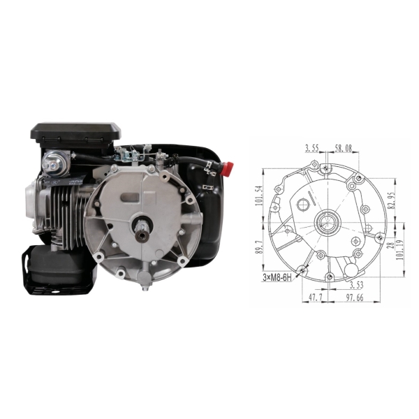 Motor Zongshen XP200A Leistung 6,5 PS Hubraum 196 ccm vertikale Welle
