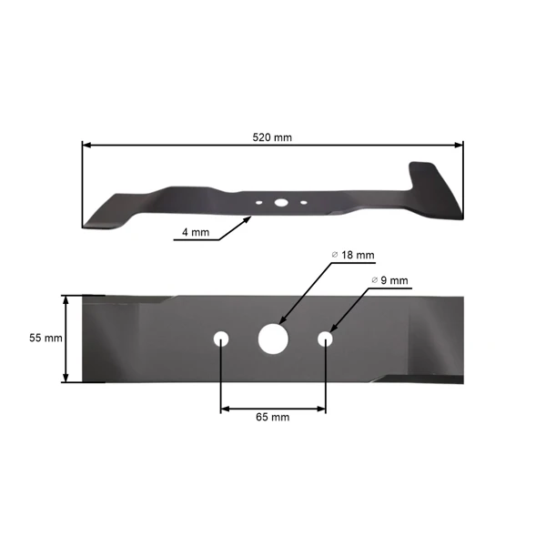 Mulchmesser 52 cm (20") links für Gartentraktoren Brill Castel Garden Gardena Honda John Deere Solo Stiga Viking (OEM 6151 702 0100 SB82004347 / 0 1136-1030-01)
