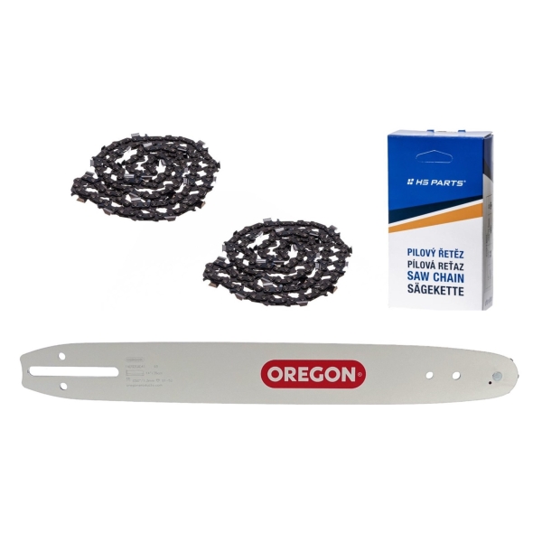 Oregon Führungsschiene 140SDEA041 14" (35cm) 3/8" .050" (1.3mm) + 2 x HS PARTS Sägekette 52 Glieder Vierkantzahn
