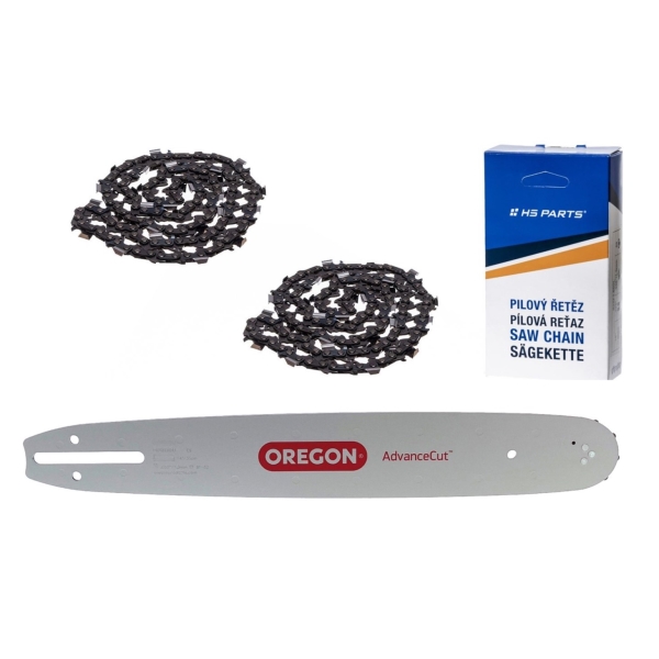 Oregon Führungsschiene 140SXEA041 14" (35 cm) 3/8" .050" (1,3 mm) + 2 x HS PARTS Sägekette 52 Glieder Vierkantzahn für Husqvarna 135 136 141 236 240 Partner 350 351 P420 P842