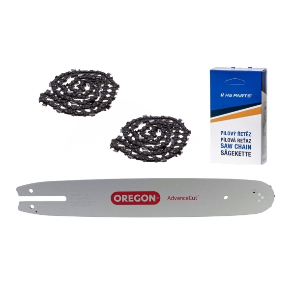 Oregon Führungsschiene 140SXEA074 14" (35 cm) 3/8" .050" (1,3 mm) + 2 x HS PARTS Sägekette 50 Glieder Vierkantzahn