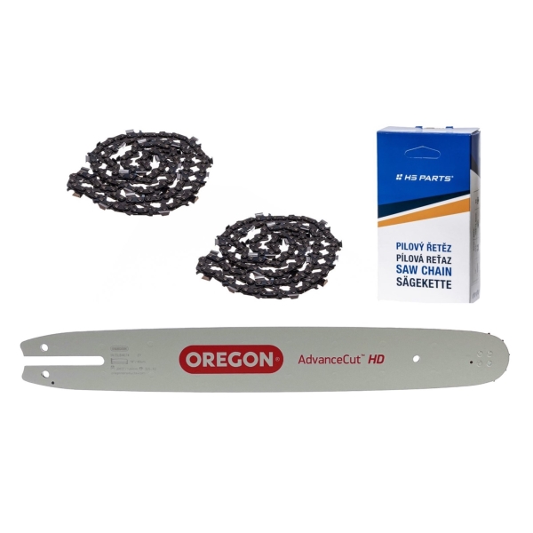 Oregon Führungsschiene 163SLBA074 16" (40 cm) .325" .063" (1,6 mm) + 2 x HS PARTS Sägekette 62 Glieder Vierkantzahn