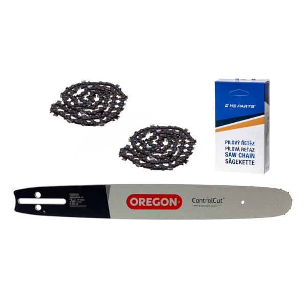 Oregon Führungsschiene 168PXLBK095 16" (40 cm) .325" .058" (1,5 mm) + 2 x HS PARTS Sägekette 66 Glieder Vierkantzahn