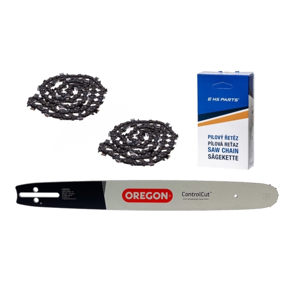Oregon Führungsschiene 188PXLBK095 18" (45 cm) .325" .058" (1,5 mm) + 2 x HS PARTS Sägekette 72 Glieder Vierkantzahn