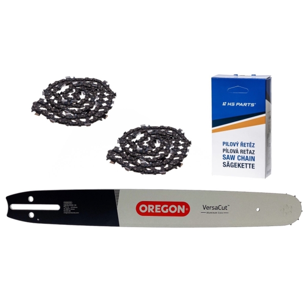 Oregon Führungsschiene 188VXLHD009 18" (45 cm) 3/8" .058" (1,5 mm) + 2 x HS PARTS Sägekette 68 Glieder Vierkantzahn