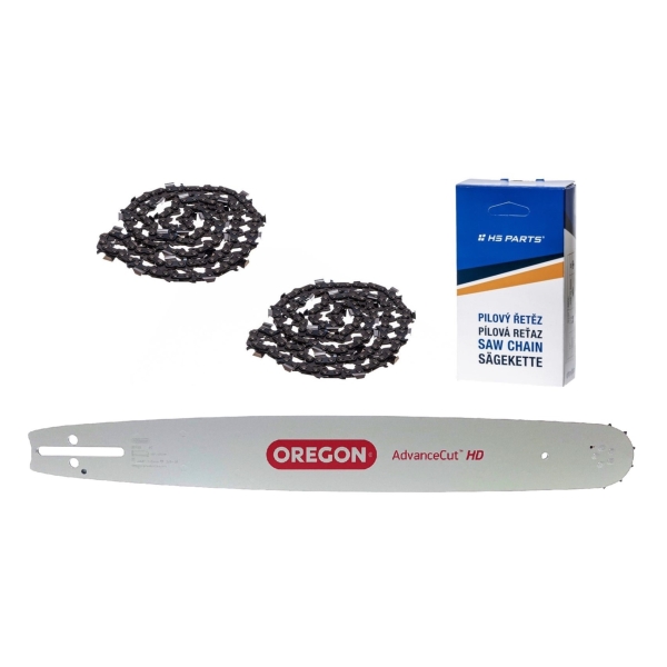 Oregon Führungsschiene 39450 18" (45 cm) 3/8" .058" (1,5 mm) + 2 x HS PARTS Sägekette 68 Glieder Vierkantzahn