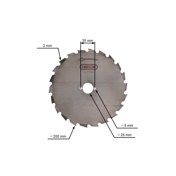 Oregon Maxi Stahl Universalmesser 22 Zähne Größe 200 mm x 1,5 mm für Freischneider und Trimmer Stihl Husqvarna Partner Jonsered Oleomac Dolmar Makita Honda