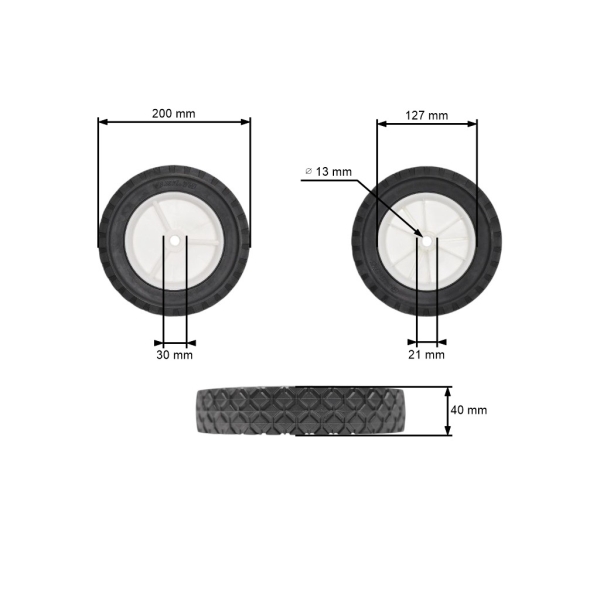 Oregon Universal Kunststoffrad 200 mm Innendurchmesser 12,7 mm für Rasenmäher Craftsman 255W109 8117J Husqvarna AYP 100912M Noma (AMF Dynamark) 54446