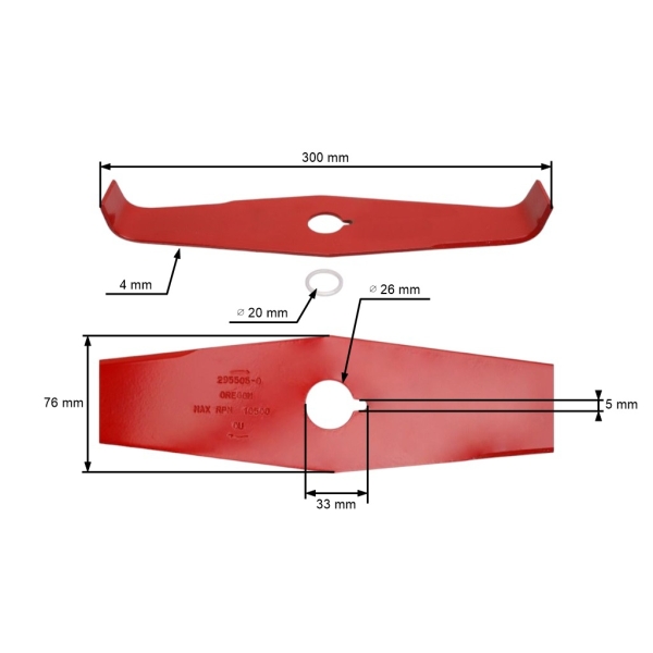 Oregon Universal Stahl 2 Zahn Mähmesser 300 mm x 4,0 mm für Freischneider und Motortrimmer Stihl Husqvarna Partner Jonsered Oleomac Dolmar Makita Honda