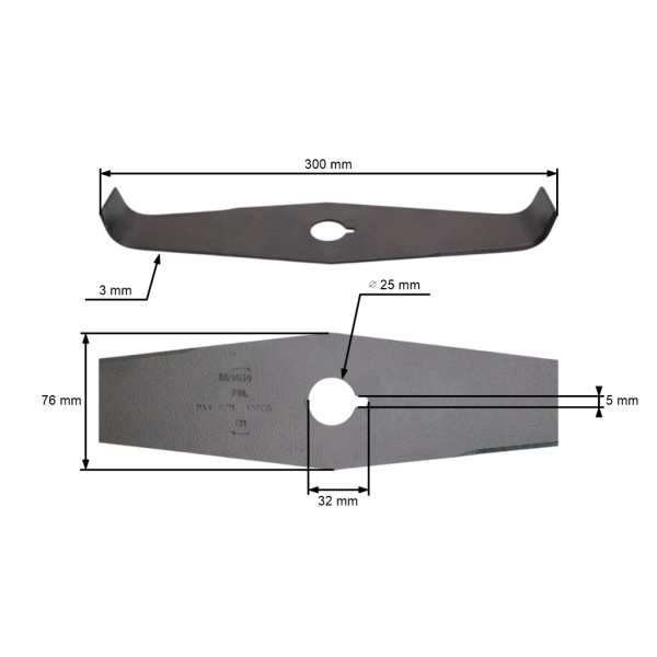 Oregon uniwersalny stalowy nóż do mulczowania 2 zęby wymiary 300 mm x 3,0 mm do kos spalinowych