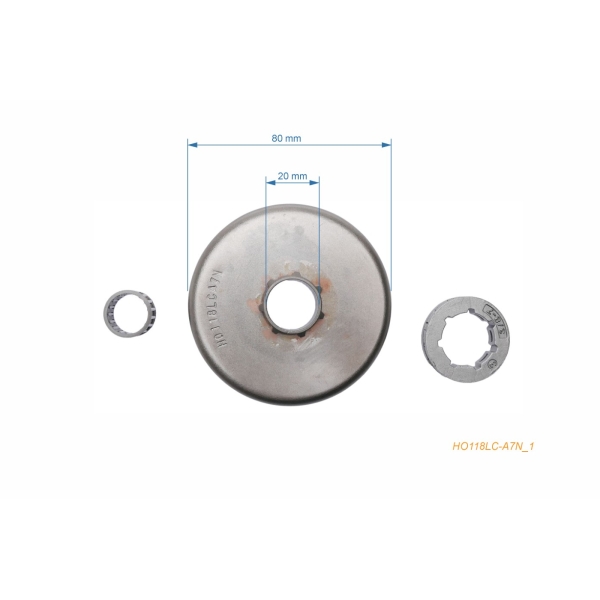 Ringkettenrad 3/8" 7 Zähne für Kettensägen Homelite VI125 XL100 XL102 XL103 XL104 XL112 XL114 XL122 XL123 XL76 330 350 350HG 360 410 VI123 (OEM A97056)