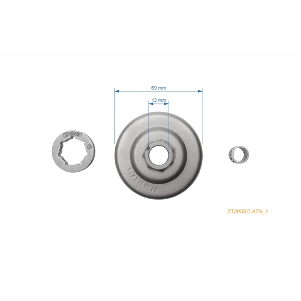 Ringkettenrad  3/8" 7 Zähne für Stihl Kettensägen 021 023 025 MS210 MS211 MS230 MS250 (OEM 11236402072)