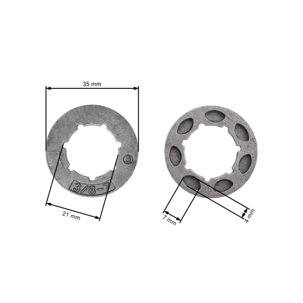 Ringrad 3/8" 7 Zähne für Kettensägen Husqvarna 51 55 55 Rancher 254 262XP Jonsered 2054 2055 (OEM 504523002)