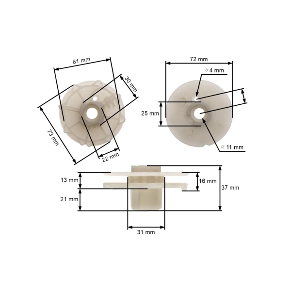 Seilrolle für Kettensägen Partner 351 370 371 390 391 420 Poulan 2250 2450 Jonsered CS2137 McCulloch Mac Cat 436 333 Woodshark 2275 (OEM 530037817)