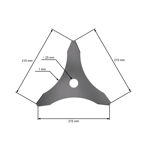 Stahlmesser 3 Zähne Größe 255 mm x 25,4 mm x mm für Freischneider und Motortrimmer