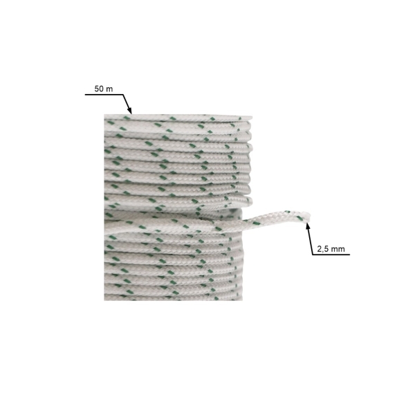 Starterkabel 2,5 mm x 50 m für Motorsägen Freischneider Sprühgeräte und andere Gartengeräte