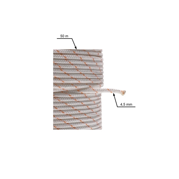 Starterkabel 4,5 mm x 50 m für Motorsägen Freischneider Sprühgeräte und andere Gartengeräte