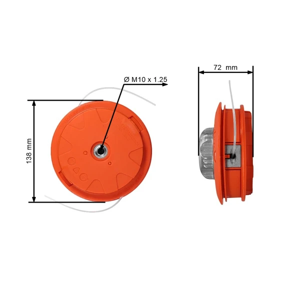 Trimmerkopf für chinesische Motorsensen und Hobbymarkt-Motorsensen Gewinde M10 x 1,25