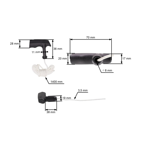 Universal 3,5 mm x 1400 mm Starterseil Startergriff für Kettensägen