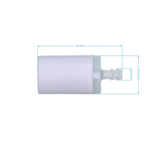 Universal Kraftstofffilter für Kettensägen und Freischneider Typ Porex mit Abgang am Schlauch 6 mm