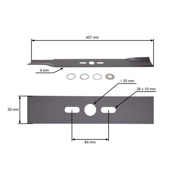 Universal-Mähmesser für Motormäher 45,7 cm (18")