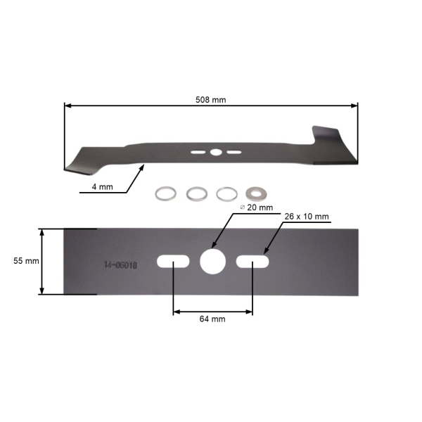 Universal-Mähmesser mit Auffang für Rasenmäher 50,8 cm (20")