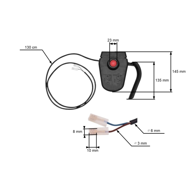Universalschalter für Elektro-Rasenmäher und Vertikutierer (Kabel 130cm)