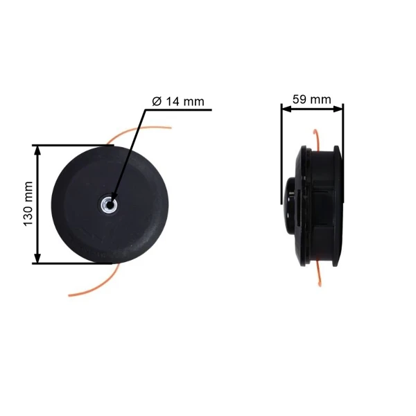 Universeller halbautomatischer Trimmerkopf für Motorsensen und Motortrimmer mit einem Außendurchmesser von 130 mm mit Adaptersatz 10x1.25 10x1.0