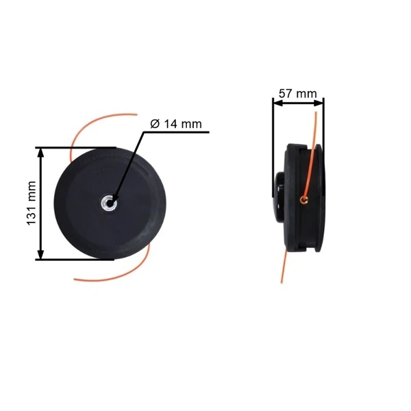 Universeller halbautomatischer Trimmerkopf für Motorsensen und Motortrimmer mit einem Außendurchmesser von 130 mm mit Adaptersatz
