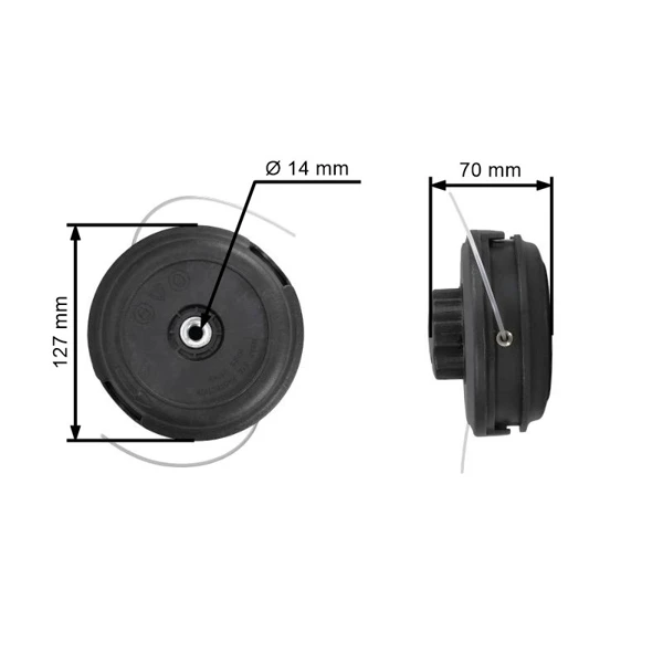 Universeller halbautomatischer Trimmerkopf für Motorsensen und Motortrimmer mit einem Außendurchmesser von 130 mm mit Adaptersatz
