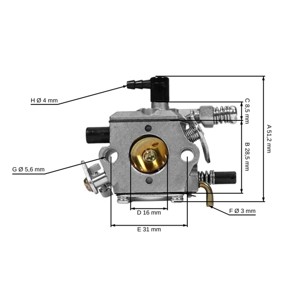 Vergaser für chinesische Kettensägen und Sägen aus Hobbymärkten mit einem Hubraum von 45 ccm 52 ccm (Set mit Pumpe)